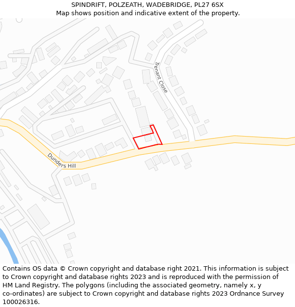 SPINDRIFT, POLZEATH, WADEBRIDGE, PL27 6SX: Location map and indicative extent of plot