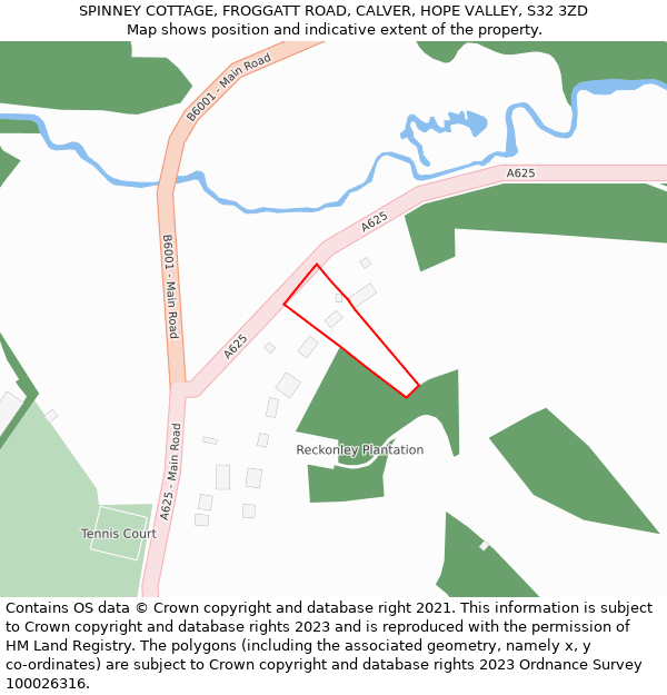 SPINNEY COTTAGE, FROGGATT ROAD, CALVER, HOPE VALLEY, S32 3ZD: Location map and indicative extent of plot