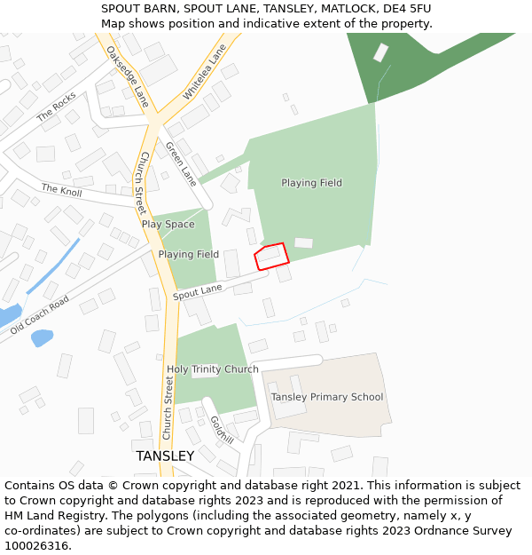 SPOUT BARN, SPOUT LANE, TANSLEY, MATLOCK, DE4 5FU: Location map and indicative extent of plot