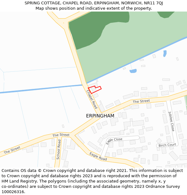 SPRING COTTAGE, CHAPEL ROAD, ERPINGHAM, NORWICH, NR11 7QJ: Location map and indicative extent of plot