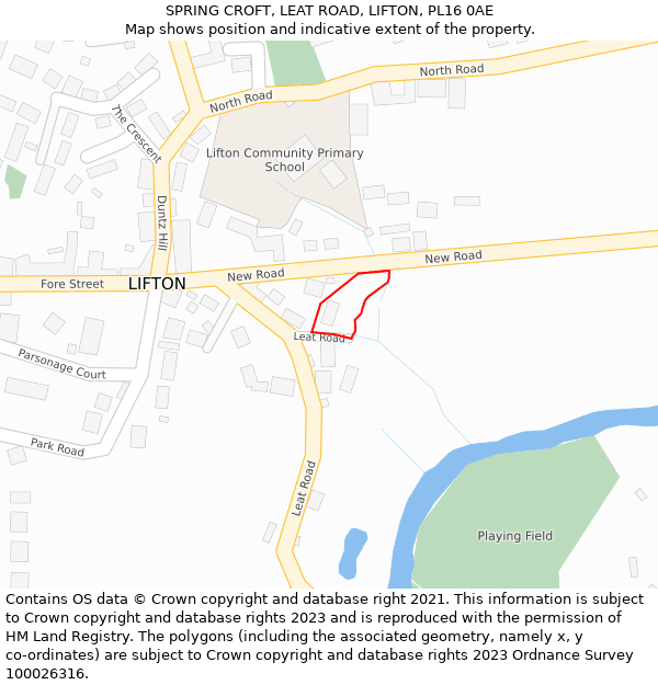 SPRING CROFT, LEAT ROAD, LIFTON, PL16 0AE: Location map and indicative extent of plot