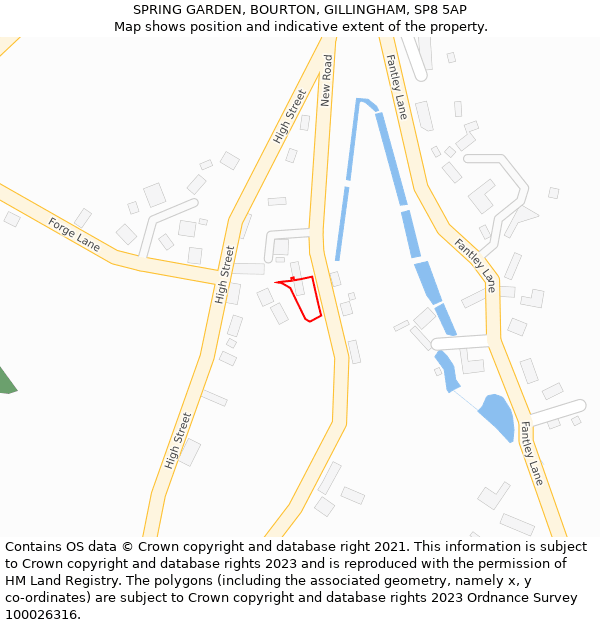 SPRING GARDEN, BOURTON, GILLINGHAM, SP8 5AP: Location map and indicative extent of plot