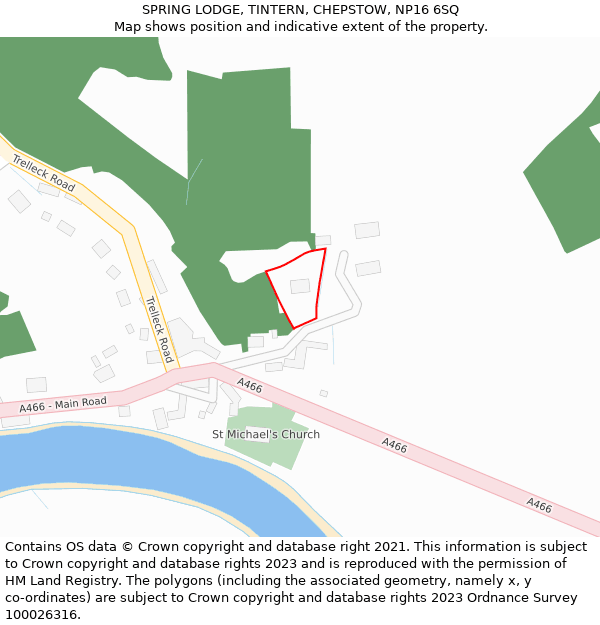 SPRING LODGE, TINTERN, CHEPSTOW, NP16 6SQ: Location map and indicative extent of plot