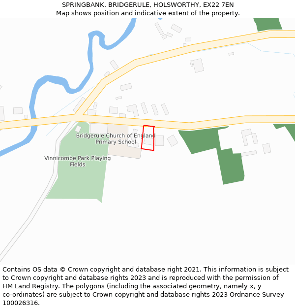 SPRINGBANK, BRIDGERULE, HOLSWORTHY, EX22 7EN: Location map and indicative extent of plot