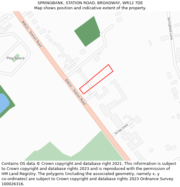SPRINGBANK, STATION ROAD, BROADWAY, WR12 7DE: Location map and indicative extent of plot