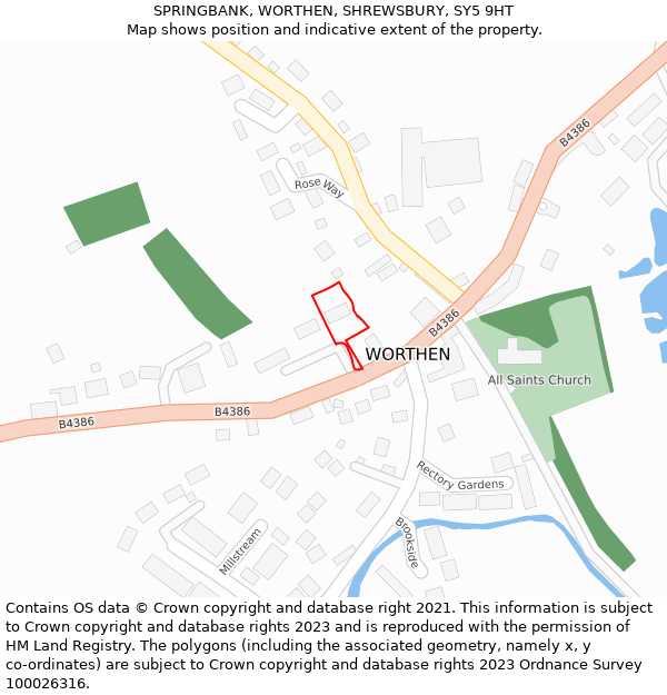 SPRINGBANK, WORTHEN, SHREWSBURY, SY5 9HT: Location map and indicative extent of plot