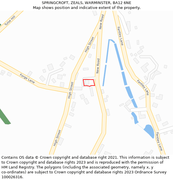 SPRINGCROFT, ZEALS, WARMINSTER, BA12 6NE: Location map and indicative extent of plot