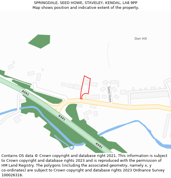 SPRINGDALE, SEED HOWE, STAVELEY, KENDAL, LA8 9PP: Location map and indicative extent of plot