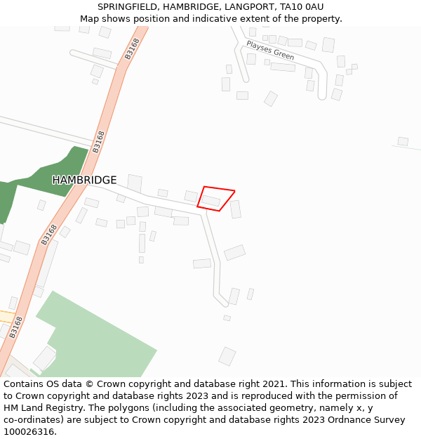 SPRINGFIELD, HAMBRIDGE, LANGPORT, TA10 0AU: Location map and indicative extent of plot