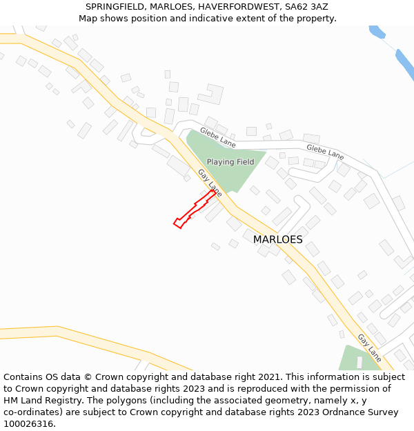 SPRINGFIELD, MARLOES, HAVERFORDWEST, SA62 3AZ: Location map and indicative extent of plot