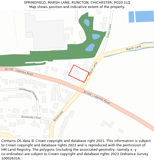 SPRINGFIELD, MARSH LANE, RUNCTON, CHICHESTER, PO20 1LQ: Location map and indicative extent of plot