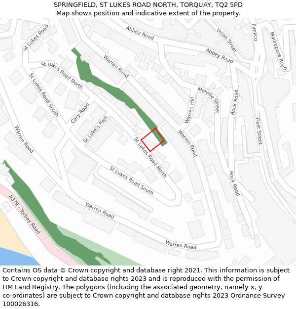 SPRINGFIELD, ST LUKES ROAD NORTH, TORQUAY, TQ2 5PD: Location map and indicative extent of plot