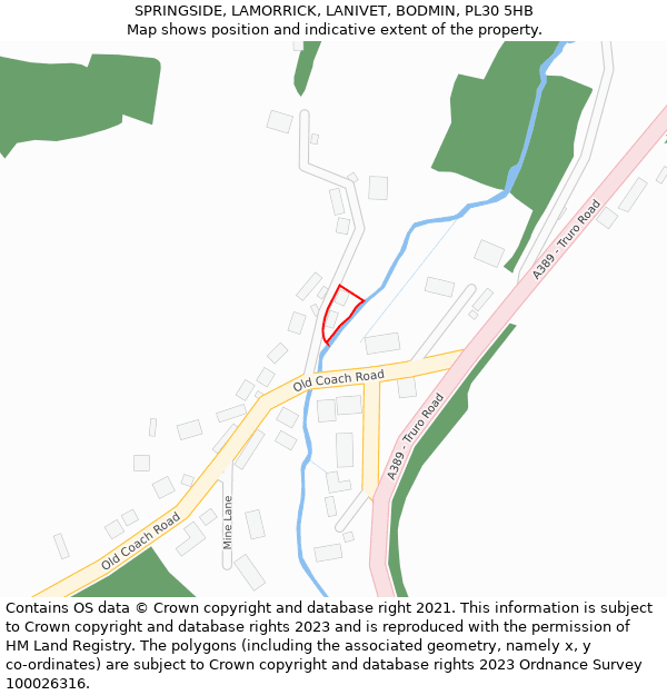 SPRINGSIDE, LAMORRICK, LANIVET, BODMIN, PL30 5HB: Location map and indicative extent of plot