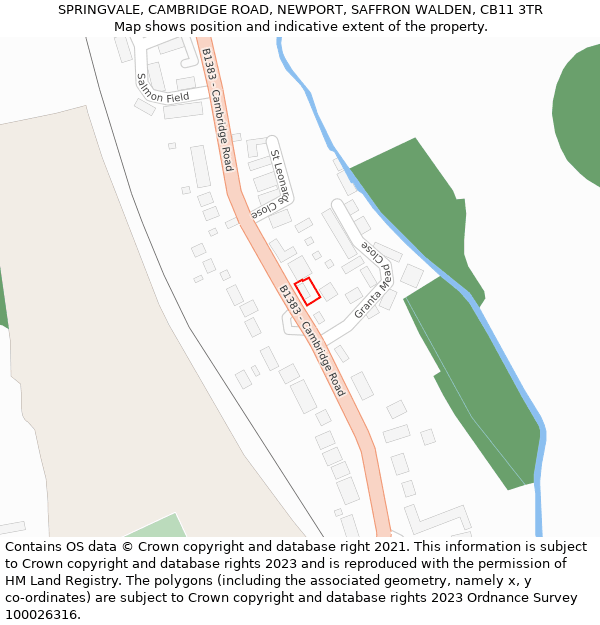 SPRINGVALE, CAMBRIDGE ROAD, NEWPORT, SAFFRON WALDEN, CB11 3TR: Location map and indicative extent of plot