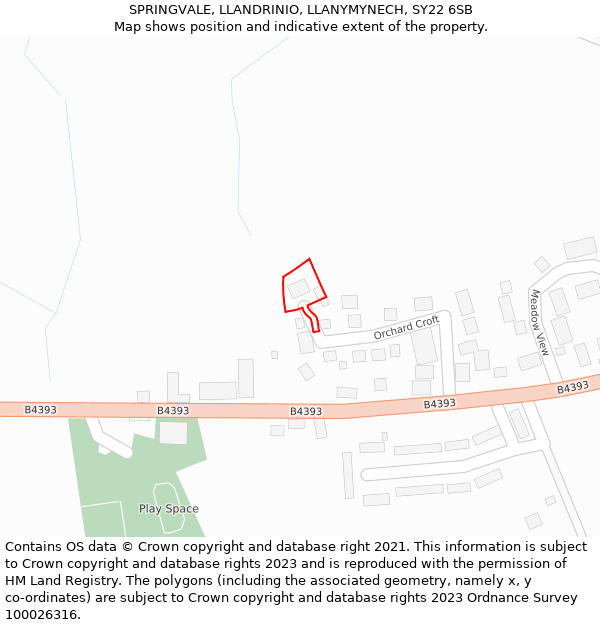 SPRINGVALE, LLANDRINIO, LLANYMYNECH, SY22 6SB: Location map and indicative extent of plot