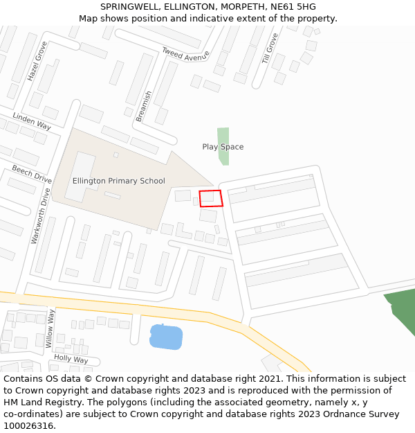 SPRINGWELL, ELLINGTON, MORPETH, NE61 5HG: Location map and indicative extent of plot