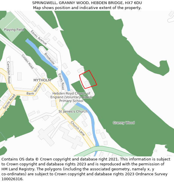 SPRINGWELL, GRANNY WOOD, HEBDEN BRIDGE, HX7 6DU: Location map and indicative extent of plot