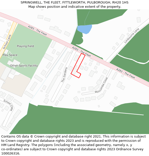 SPRINGWELL, THE FLEET, FITTLEWORTH, PULBOROUGH, RH20 1HS: Location map and indicative extent of plot