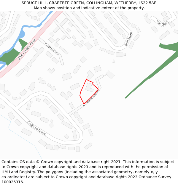 SPRUCE HILL, CRABTREE GREEN, COLLINGHAM, WETHERBY, LS22 5AB: Location map and indicative extent of plot