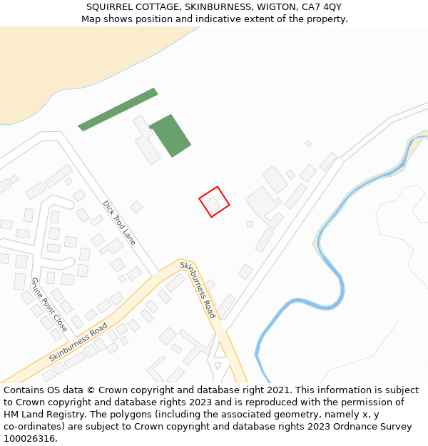 SQUIRREL COTTAGE, SKINBURNESS, WIGTON, CA7 4QY: Location map and indicative extent of plot