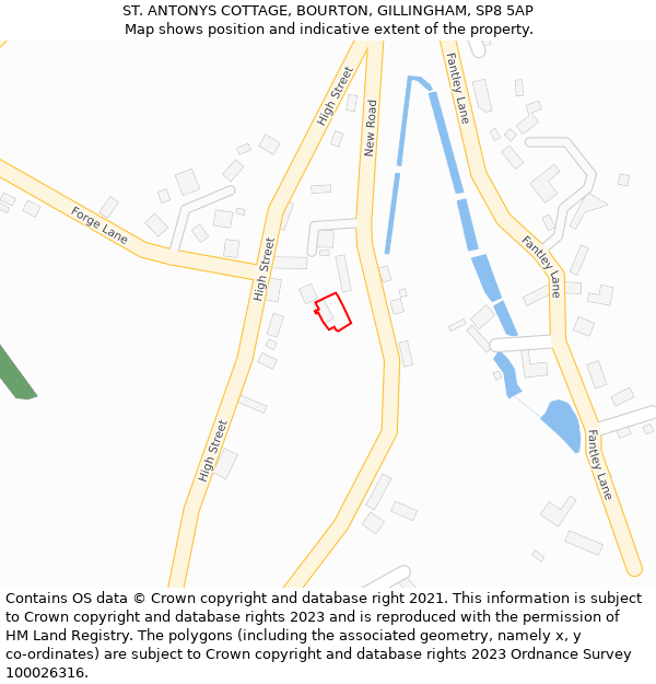 ST. ANTONYS COTTAGE, BOURTON, GILLINGHAM, SP8 5AP: Location map and indicative extent of plot