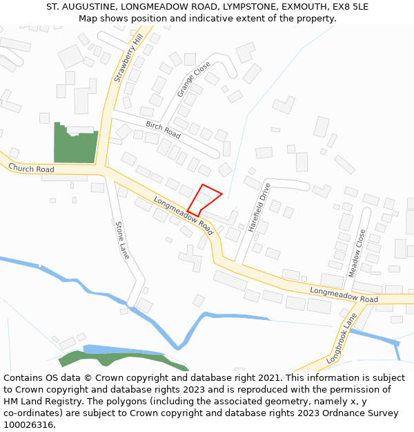 ST. AUGUSTINE, LONGMEADOW ROAD, LYMPSTONE, EXMOUTH, EX8 5LE: Location map and indicative extent of plot