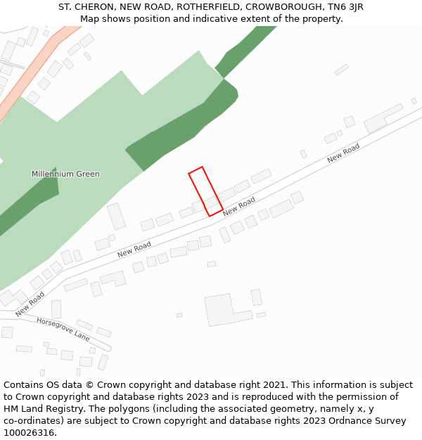 ST. CHERON, NEW ROAD, ROTHERFIELD, CROWBOROUGH, TN6 3JR: Location map and indicative extent of plot