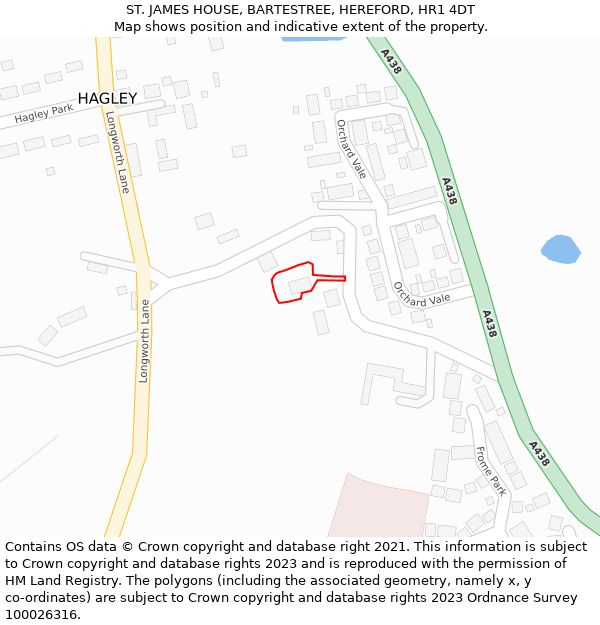 ST. JAMES HOUSE, BARTESTREE, HEREFORD, HR1 4DT: Location map and indicative extent of plot