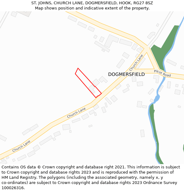 ST. JOHNS, CHURCH LANE, DOGMERSFIELD, HOOK, RG27 8SZ: Location map and indicative extent of plot