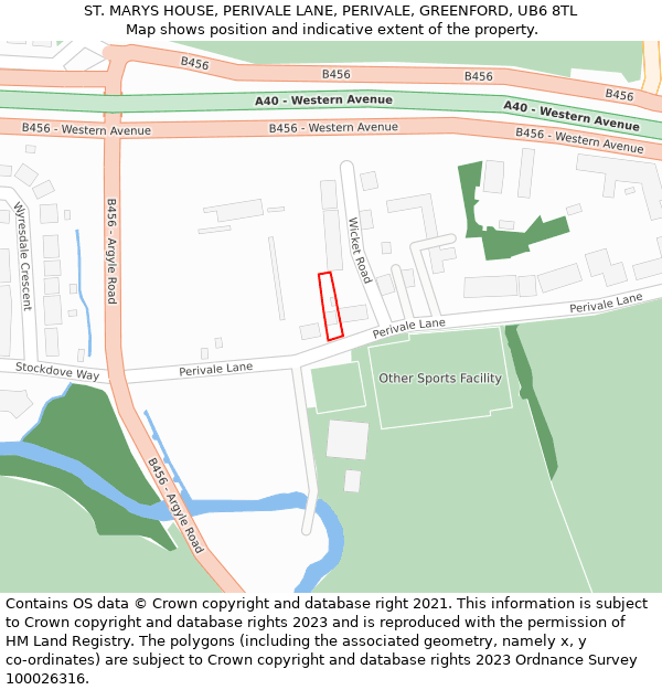 ST. MARYS HOUSE, PERIVALE LANE, PERIVALE, GREENFORD, UB6 8TL: Location map and indicative extent of plot