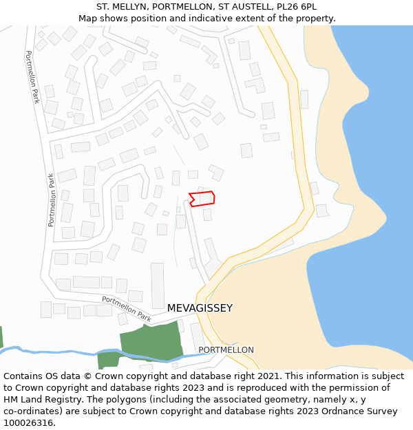 ST. MELLYN, PORTMELLON, ST AUSTELL, PL26 6PL: Location map and indicative extent of plot