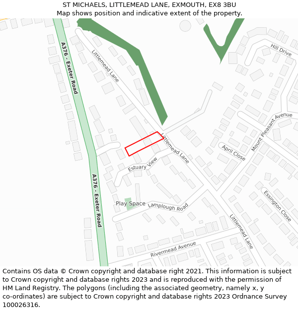 ST MICHAELS, LITTLEMEAD LANE, EXMOUTH, EX8 3BU: Location map and indicative extent of plot