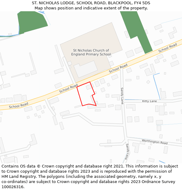 ST. NICHOLAS LODGE, SCHOOL ROAD, BLACKPOOL, FY4 5DS: Location map and indicative extent of plot