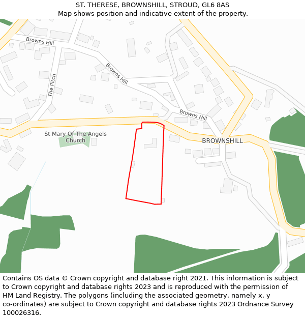 ST. THERESE, BROWNSHILL, STROUD, GL6 8AS: Location map and indicative extent of plot