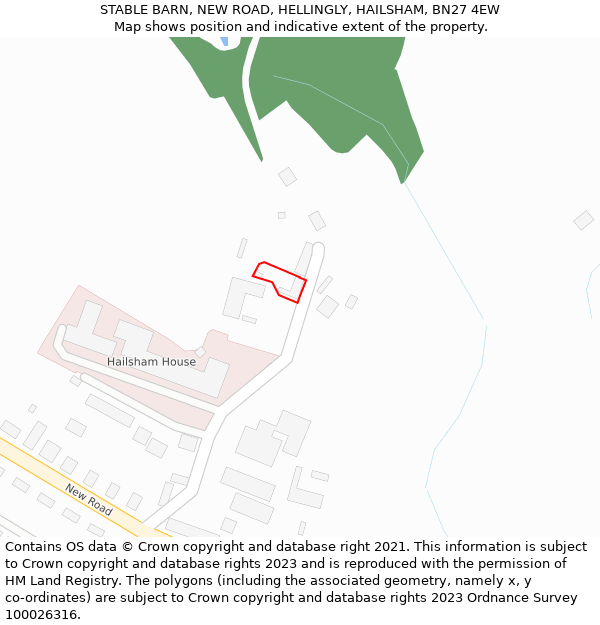 STABLE BARN, NEW ROAD, HELLINGLY, HAILSHAM, BN27 4EW: Location map and indicative extent of plot