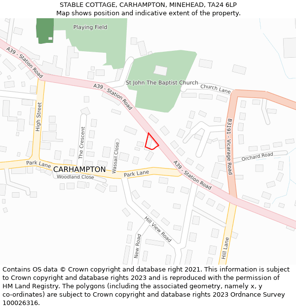 STABLE COTTAGE, CARHAMPTON, MINEHEAD, TA24 6LP: Location map and indicative extent of plot