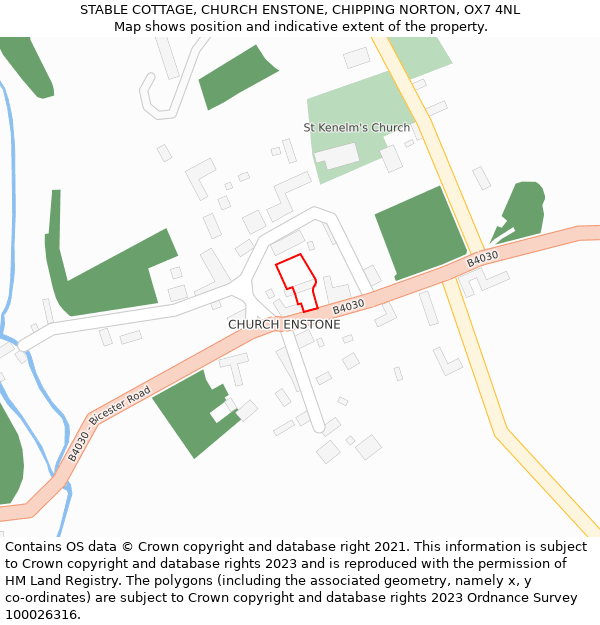 STABLE COTTAGE, CHURCH ENSTONE, CHIPPING NORTON, OX7 4NL: Location map and indicative extent of plot