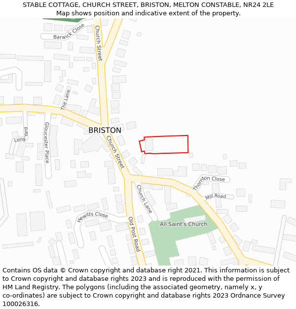 STABLE COTTAGE, CHURCH STREET, BRISTON, MELTON CONSTABLE, NR24 2LE: Location map and indicative extent of plot