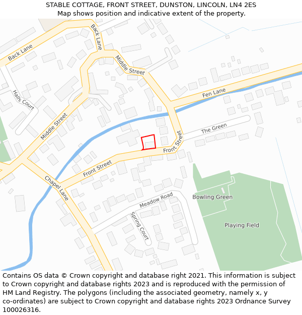 STABLE COTTAGE, FRONT STREET, DUNSTON, LINCOLN, LN4 2ES: Location map and indicative extent of plot
