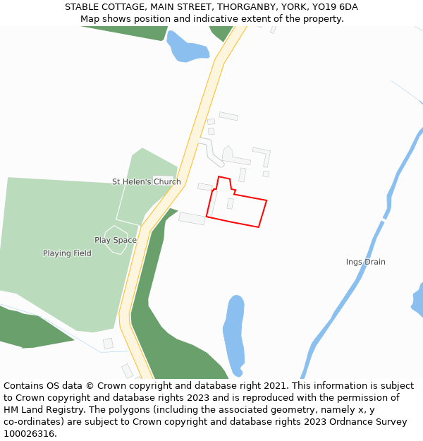 STABLE COTTAGE, MAIN STREET, THORGANBY, YORK, YO19 6DA: Location map and indicative extent of plot