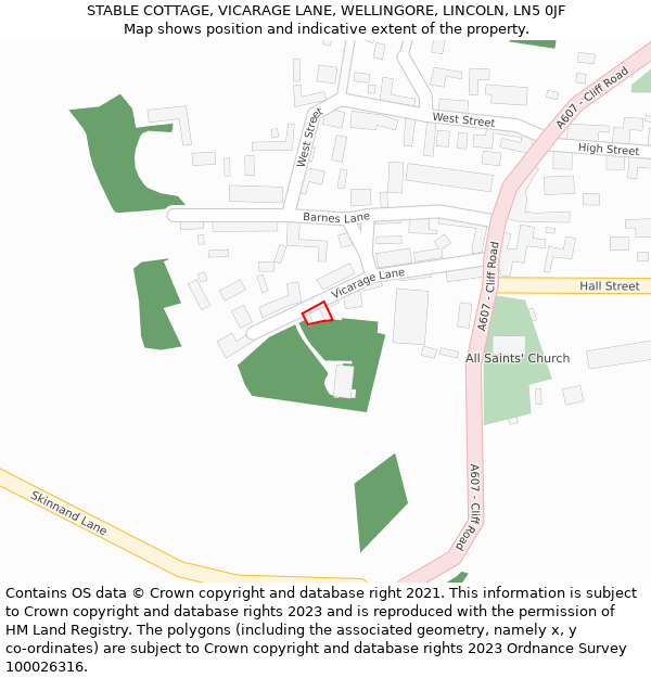 STABLE COTTAGE, VICARAGE LANE, WELLINGORE, LINCOLN, LN5 0JF: Location map and indicative extent of plot