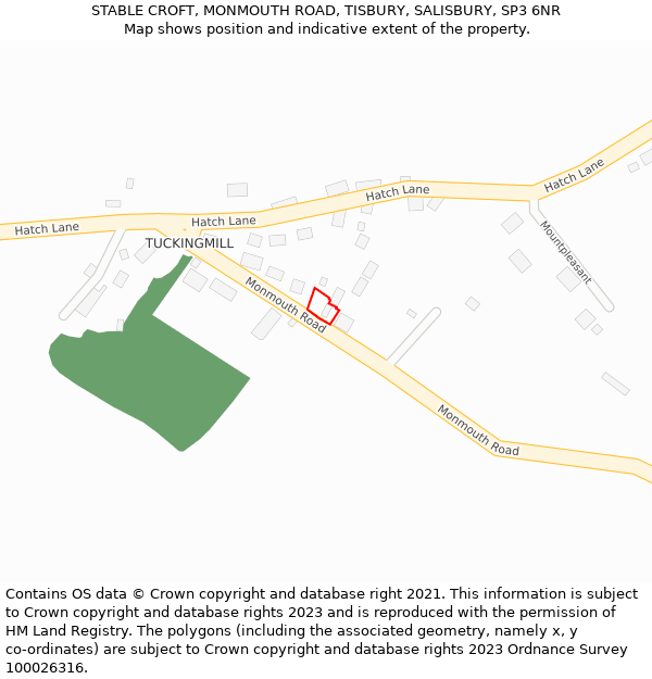 STABLE CROFT, MONMOUTH ROAD, TISBURY, SALISBURY, SP3 6NR: Location map and indicative extent of plot