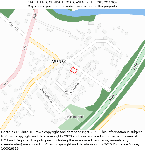 STABLE END, CUNDALL ROAD, ASENBY, THIRSK, YO7 3QZ: Location map and indicative extent of plot