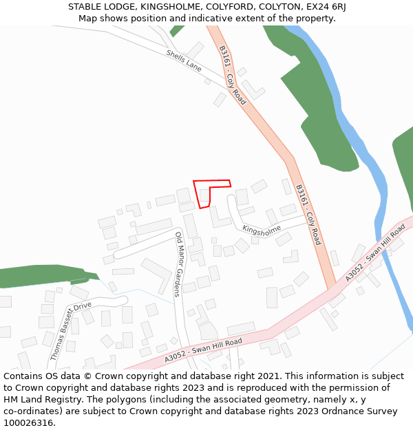 STABLE LODGE, KINGSHOLME, COLYFORD, COLYTON, EX24 6RJ: Location map and indicative extent of plot