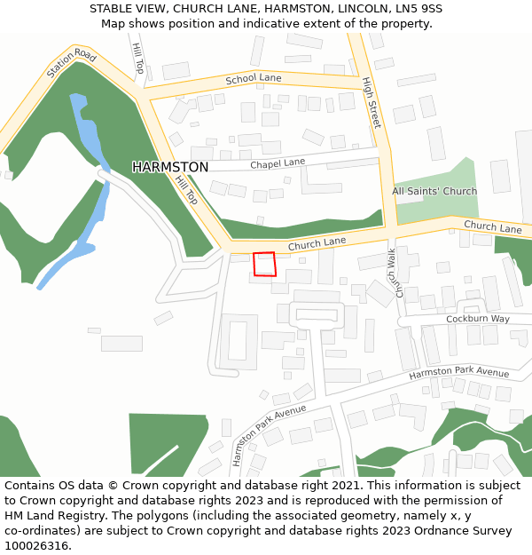 STABLE VIEW, CHURCH LANE, HARMSTON, LINCOLN, LN5 9SS: Location map and indicative extent of plot