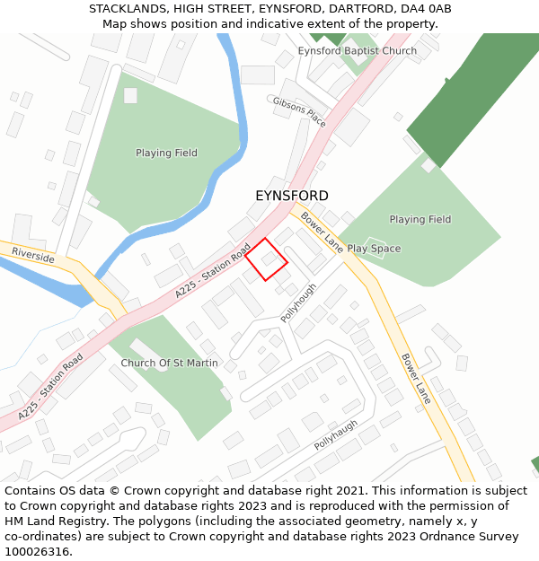 STACKLANDS, HIGH STREET, EYNSFORD, DARTFORD, DA4 0AB: Location map and indicative extent of plot