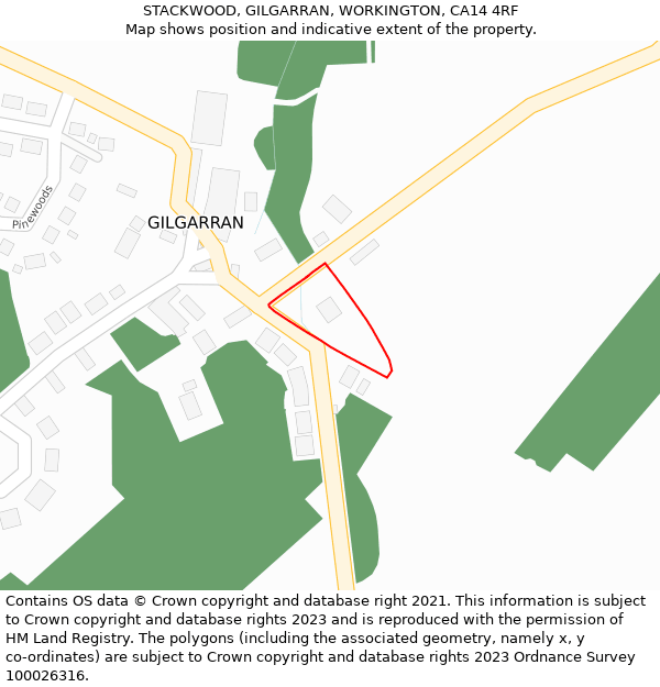 STACKWOOD, GILGARRAN, WORKINGTON, CA14 4RF: Location map and indicative extent of plot