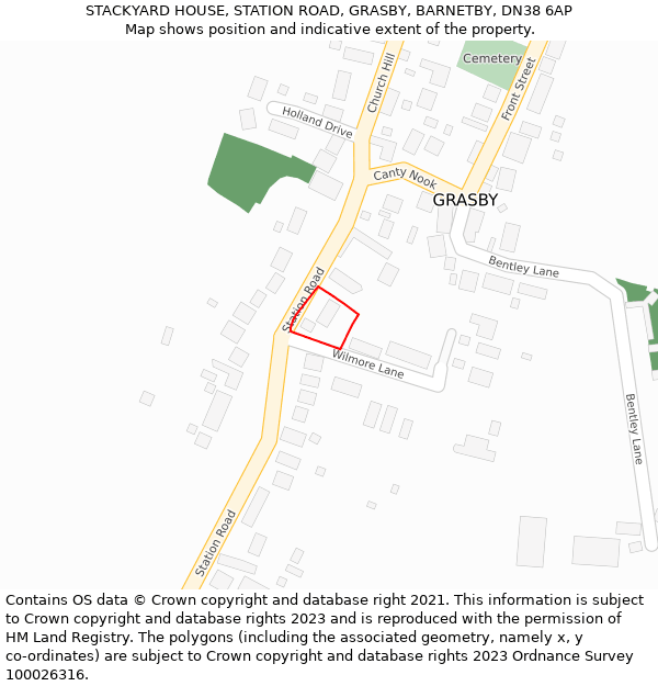 STACKYARD HOUSE, STATION ROAD, GRASBY, BARNETBY, DN38 6AP: Location map and indicative extent of plot