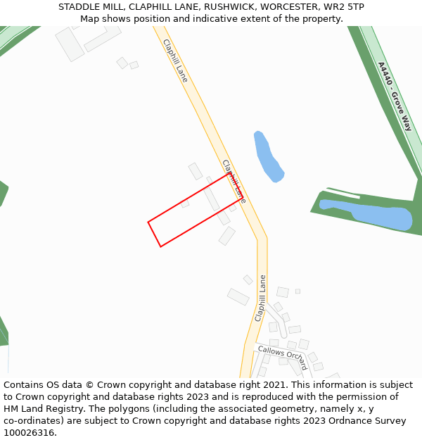 STADDLE MILL, CLAPHILL LANE, RUSHWICK, WORCESTER, WR2 5TP: Location map and indicative extent of plot