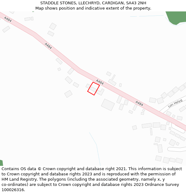 STADDLE STONES, LLECHRYD, CARDIGAN, SA43 2NH: Location map and indicative extent of plot
